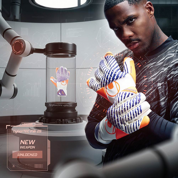 Uhlsport CYBERTEC ULTRAGRIP HN Maignan Goalkeeper Gloves white/fluo-or