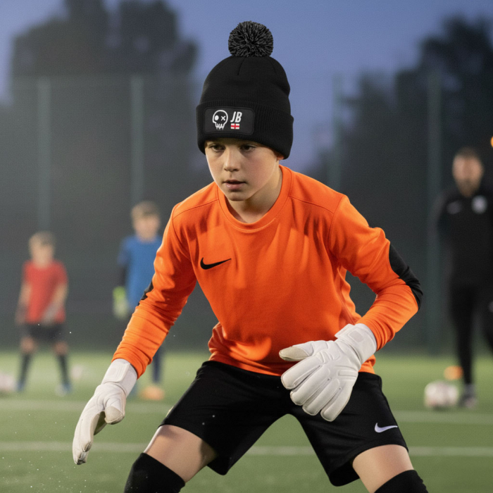 BB443KB Keeper iD Custom Kids GK Beanie Bobble Hat (Black)
