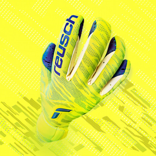 Reusch Pure Contact Fusion Goalkeeper Gloves Safety Yellow/Deep Blue