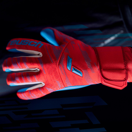 Reusch Pure Contact Aqua Goalkeeper Gloves Red/Aqua Blue