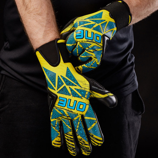 ONE GEO 3.0 Cyber Goalkeeper Gloves Yellow/Sky/Black