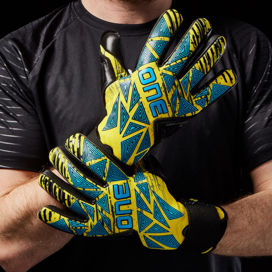 ONE GEO 3.0 Cyber Goalkeeper Gloves Yellow/Sky/Black