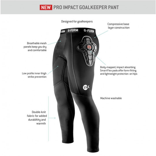 G-FORM Goalkeeper Pro Impact Pants Black