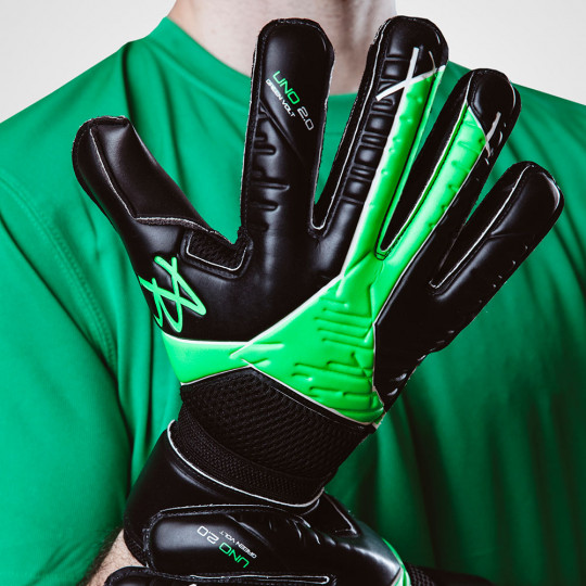 AB1 UNO 2.0 GREEN VOLT Finger Protection Goalkeeper Gloves BLACK/GREEN