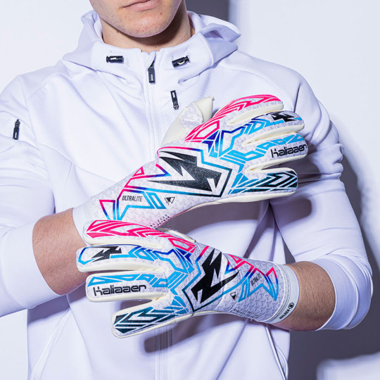 Kaliaaer ULTRA Lite Veloz X Negative Goalkeeper Gloves Cyan/Neo Pink