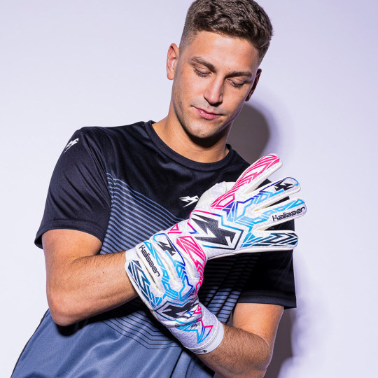 Kaliaaer ULTRA Lite Veloz X Negative Goalkeeper Gloves Cyan/Neo Pink