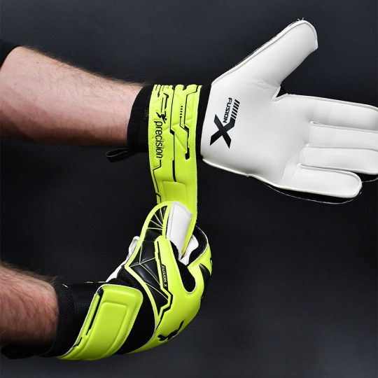 Precision Fusion X Flat Cut Essential Goalkeeper Gloves Fluo Yellow