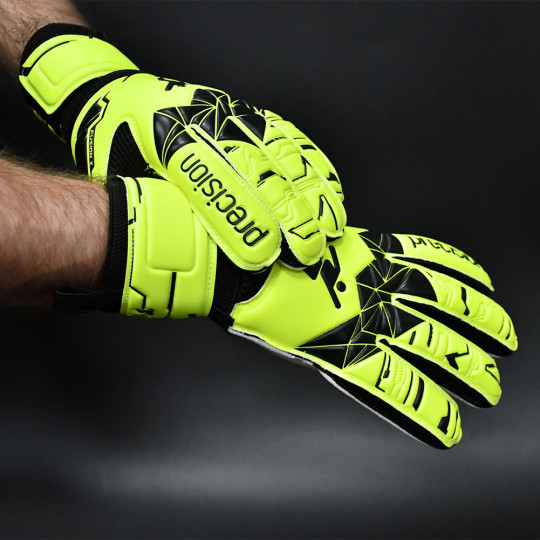 Precision Fusion X Flat Cut Essential Goalkeeper Gloves Fluo Yellow