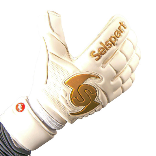 Selsport Wrappa Classic Gold (Pro strap) Junior Goalkeeper Gloves Whit