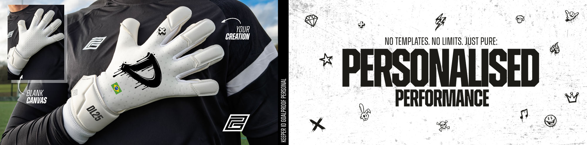 Keeper iD Custom Personal Goalkeeper Gloves unbranded whiteout gloves