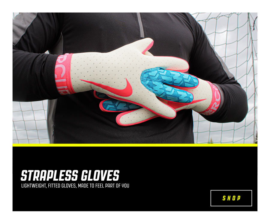 Strapless slip on goalkeeper gloves