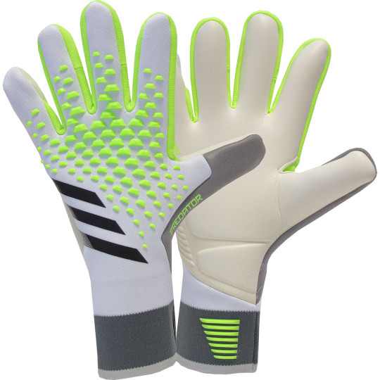 Adidas Predator Match Fingersave Youth Goalkeeper Gloves, White/Lucid Lemon/Black / 7