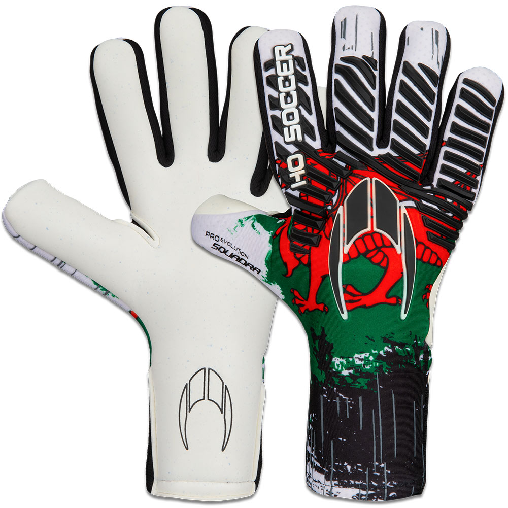 HO Soccer Pro Evolution SQUADRA WALES Goalkeeper Gloves White Red Green Just Keepers