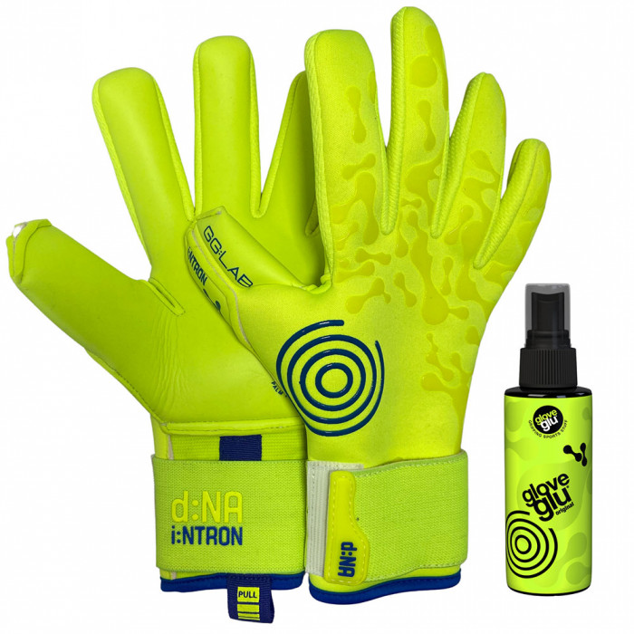 Gloveglu i:NTRON ORGINAL TAILORED FIT Goalkeeper Gloves fluo yellow/cyan