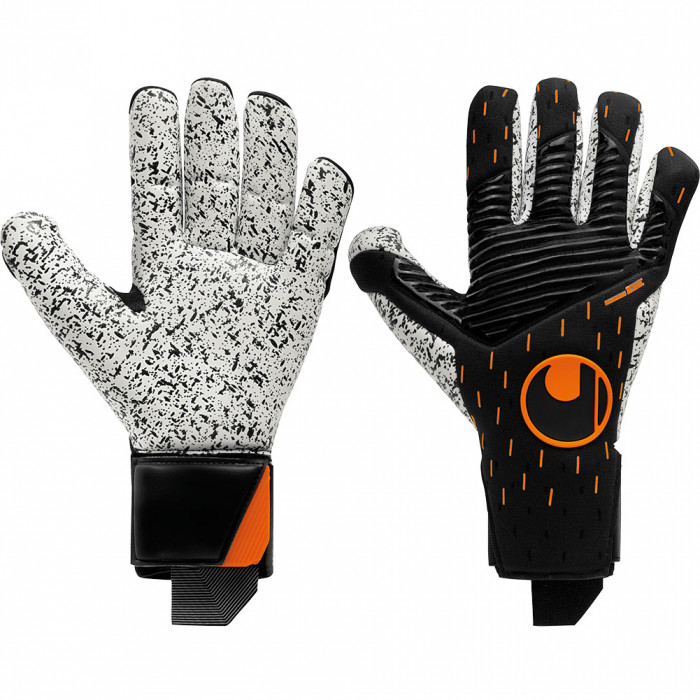 Uhlsport SPEED CONTACT SUPERGRIP+ FINGER SURROUND Goalkeeper Gloves Black/White/Fluo