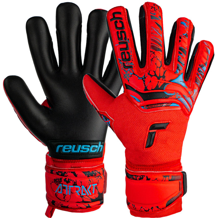 Reusch Attrakt Grip Evolution Finger Support Goalkeeper Gloves Bright Red/Future Blue/Black