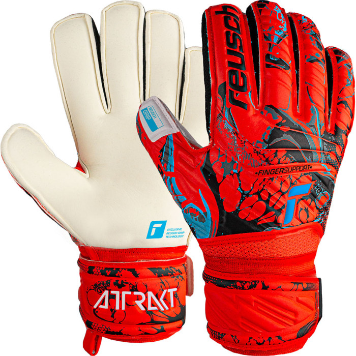 Reusch Attrakt Grip Finger Support Goalkeeper Gloves Electric Red