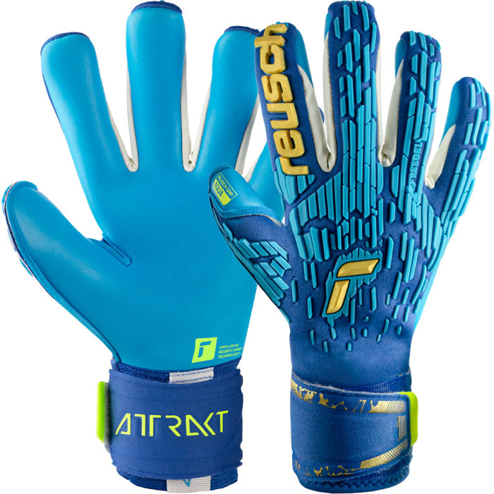 Reusch Attrakt Freegel Aqua Windproof Goalkeeper Gloves True Blue/Gold