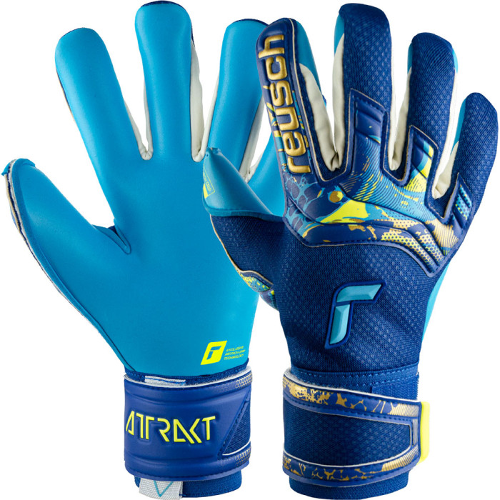 Reusch Attrakt Aqua Goalkeeper Gloves True Blue/Gold/Aqua Blue