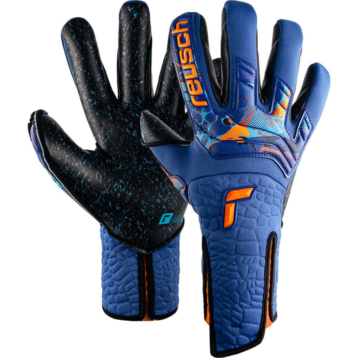 Reusch Attrakt Fusion Strapless AdaptiveFlex Goalkeeper Gloves Blue/Shock Orange