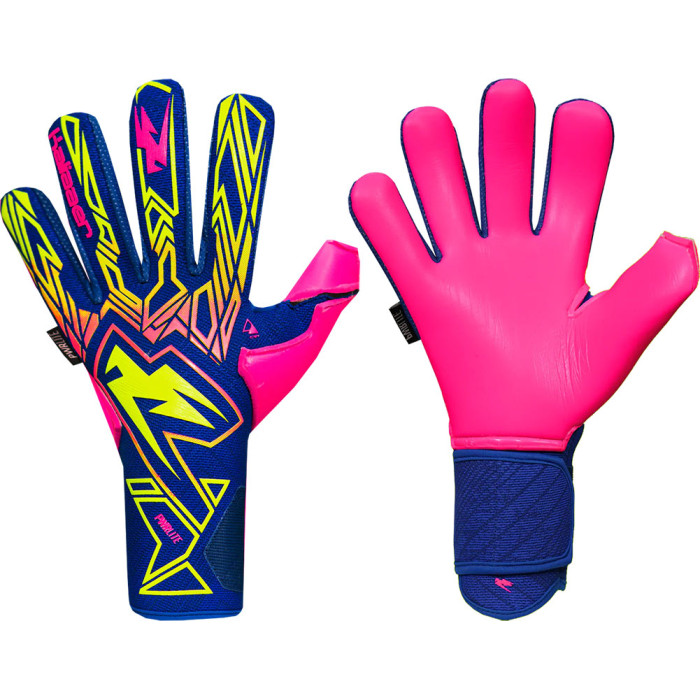 Kaliaaer PWRLITE FaderBlaze Kaos V1 Junior Goalkeeper Gloves Pink/Yellow/Cobalt Blue