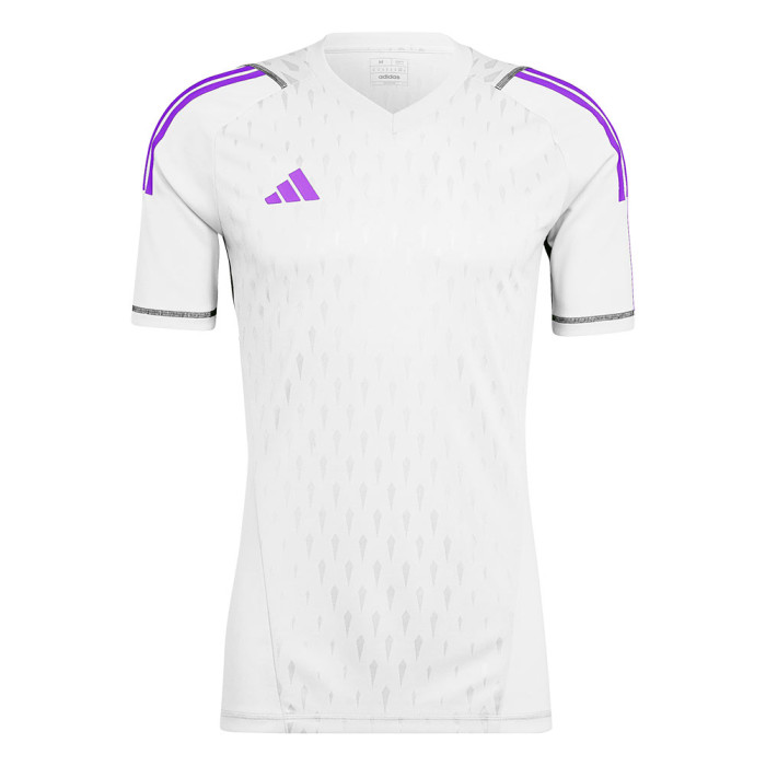 HK7666 adidas Tiro 23 Pro Short Sleeve Goalkeeper Jersey White/Active Purple
