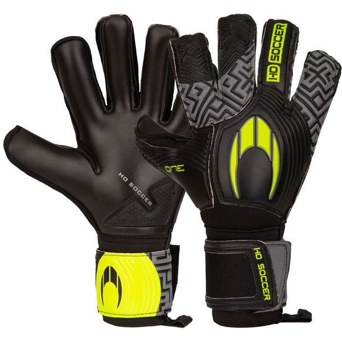 HO Soccer ONE Roll/Negative Junior Goalkeeper Gloves Black/Fluo/Silver 