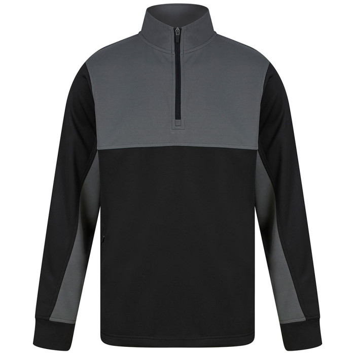  LV874 Keeper iD GK Pro 1/4 Zip Track Top Black/Grey 