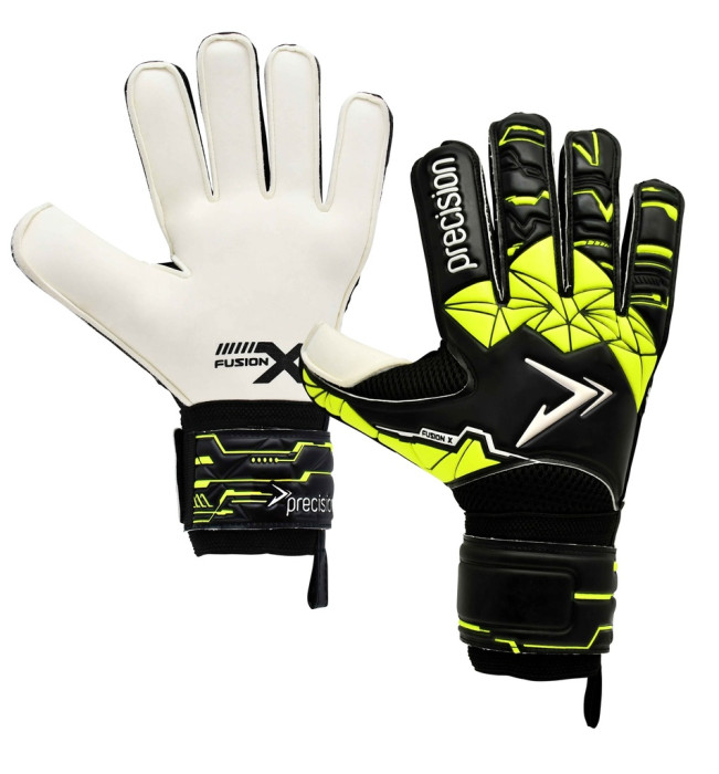 Precision Fusion X Flat Cut Finger Protect Goalkeeper Gloves Black/Fluo