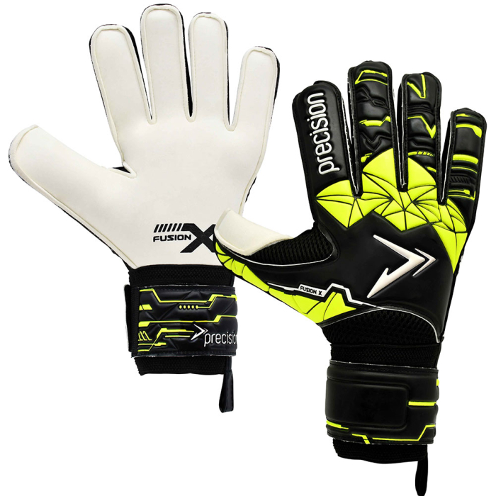 Precision Fusion X Flat Cut Finger Protect Goalkeeper Gloves Black/Fluo