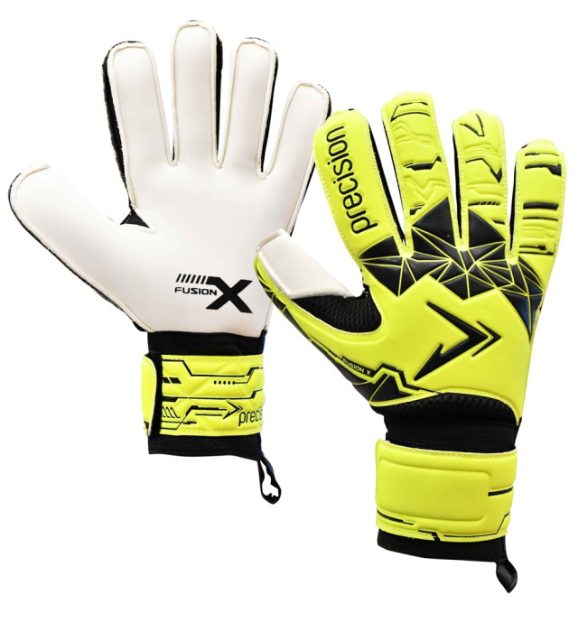 Precision Fusion X Flat Cut Essential Junior Goalkeeper Gloves Fluo Yellow