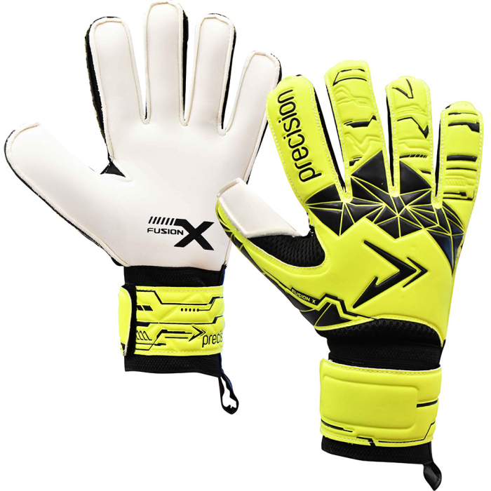 Precision Fusion X Flat Cut Essential Junior Goalkeeper Gloves Fluo Yellow