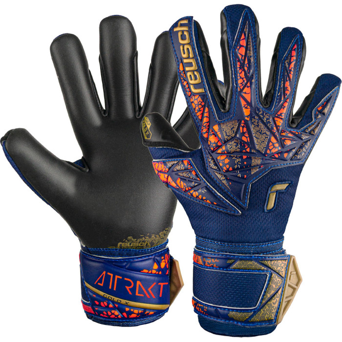 54729554411 Reusch Attrakt Gold X Junior Goalkeeper Gloves Blue/Gold