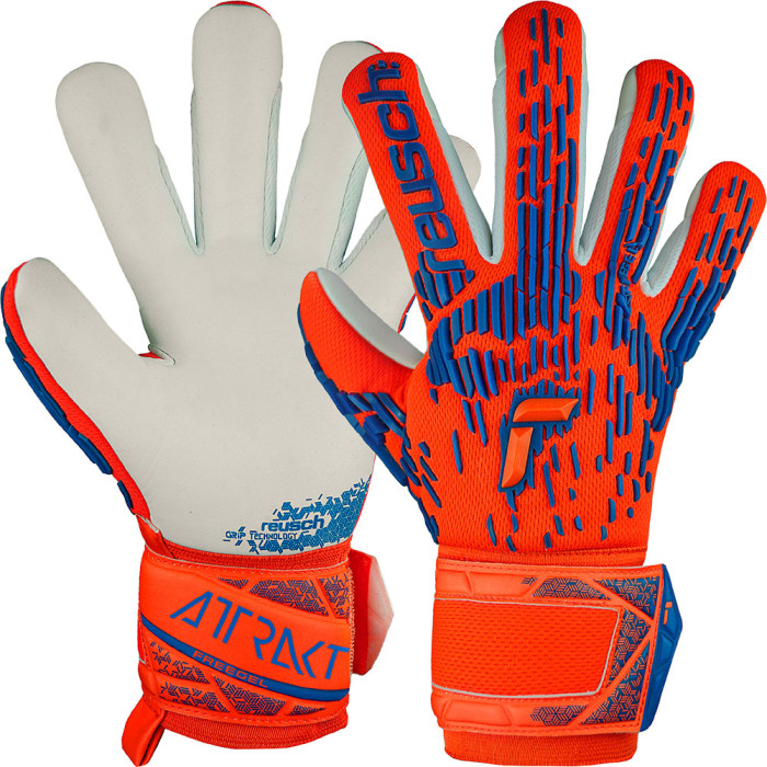 54722352210 Reusch Attrakt Freegel Silver Junior Goalkeeper Gloves Orange