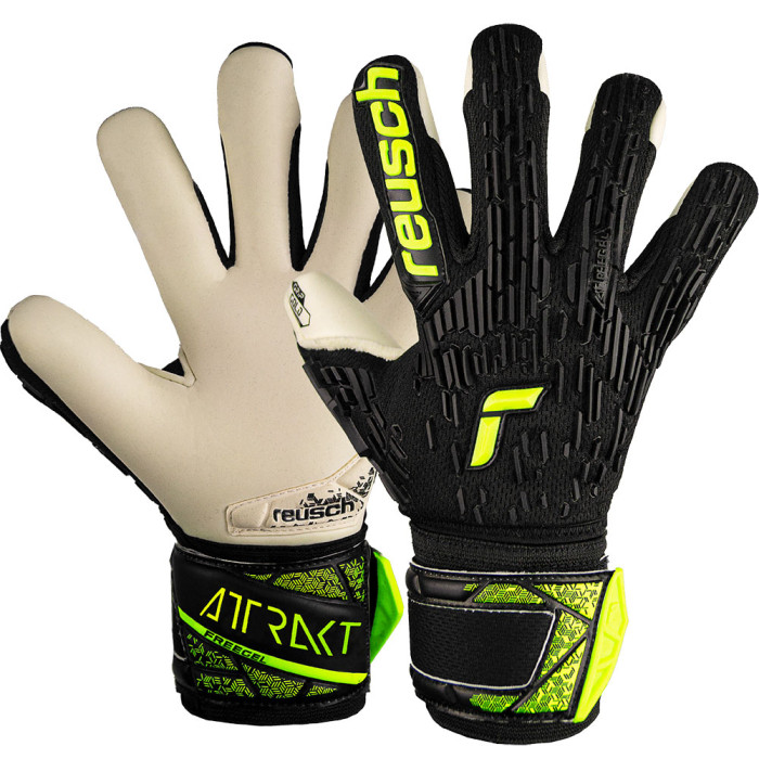 54721307752 Reusch Attrakt Freegel Gold Finger Support Jr Goalkeeper Gloves Black