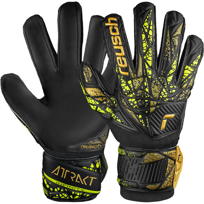 54727107739 Reusch Attrakt Infinity Finger Support Junior Goalkeeper Gloves Black