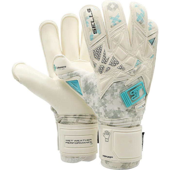 SGP202311G SELLS Wrap Aqua Prime Junior Goalkeeper Gloves White
