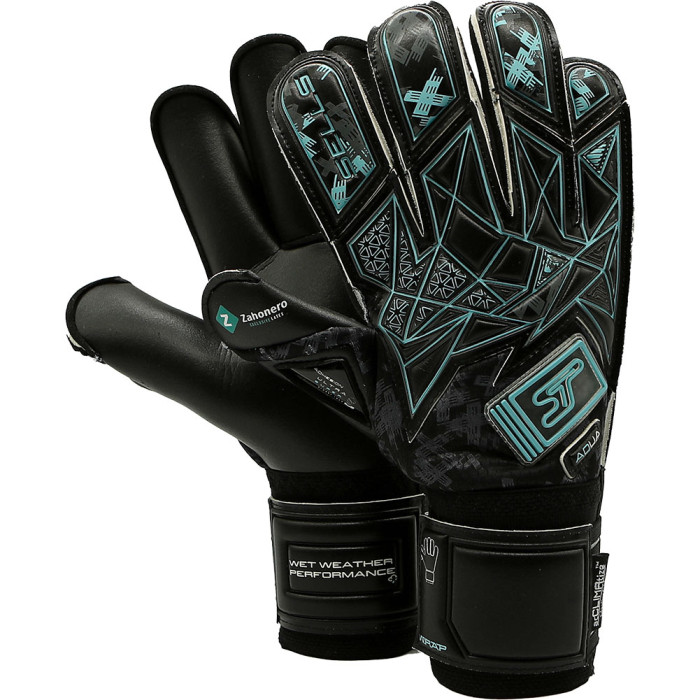 SGP202313GJ SELLS Wrap Aqua Dusk Junior Goalkeeper Gloves Black/Blue