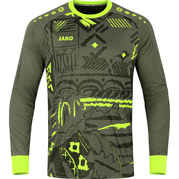 8911-231 JAKO Tropicana GK Jersey LS Khaki/Neon Green