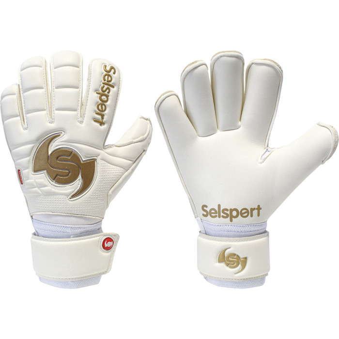 Selsport Wrappa Classic Gold (Pro strap) Junior Goalkeeper Gloves White/Gold