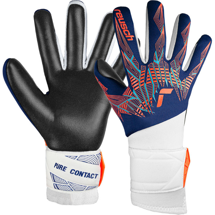 54702004848 Reusch Pure Contact Silver Goalkeeper Gloves blue-orange