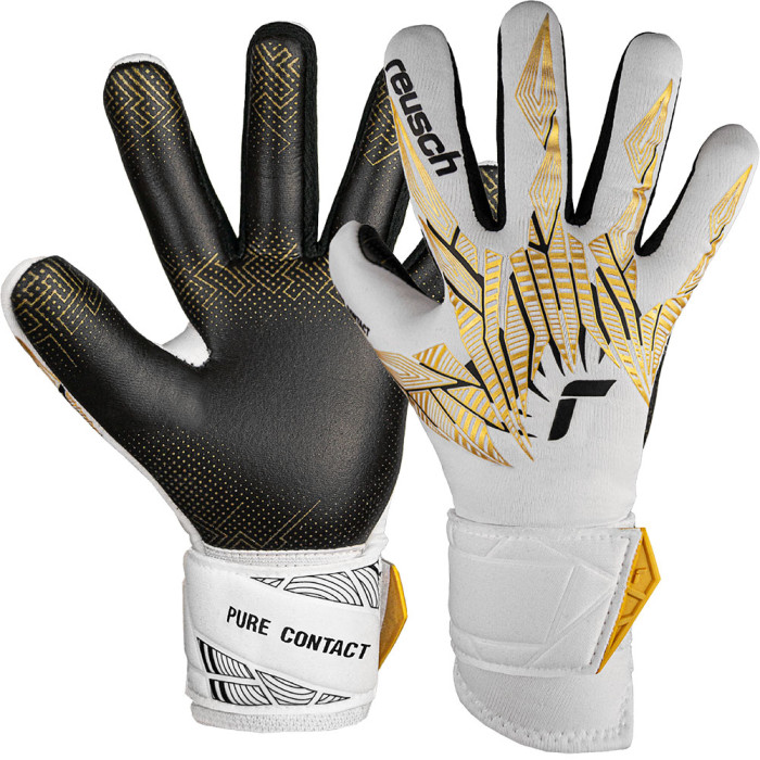 54721501131 Reusch Pure Contact Gold GluePrint Junior Goalkeeper Gloves White/Gold