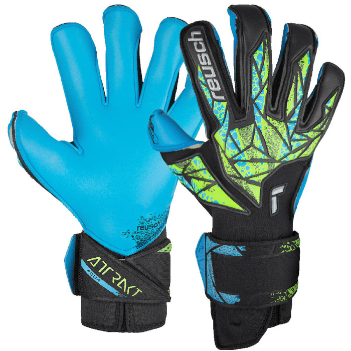 54704557410 Reusch Attrakt Aqua Evolution Goalkeeper Gloves Black/Fluo