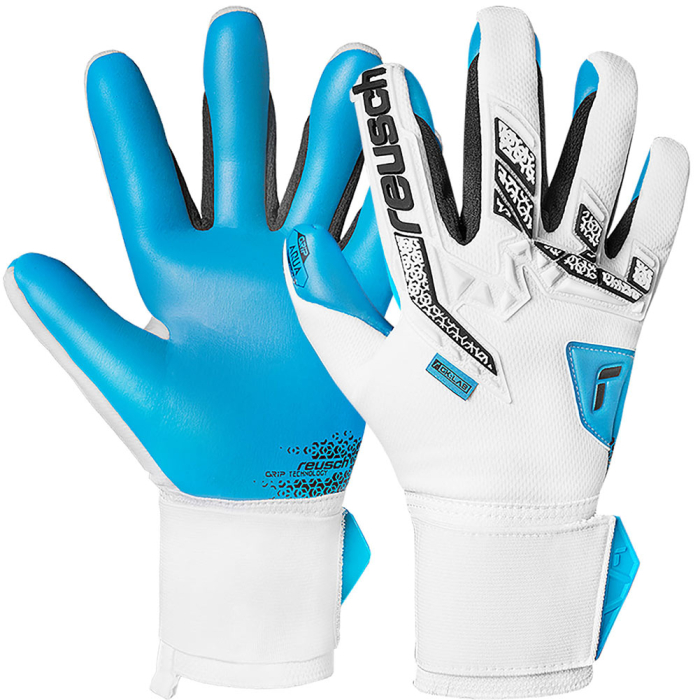 55704391126 Reusch Attrakt Freegel Aqua Goalkeeper Gloves white/aqua blue
