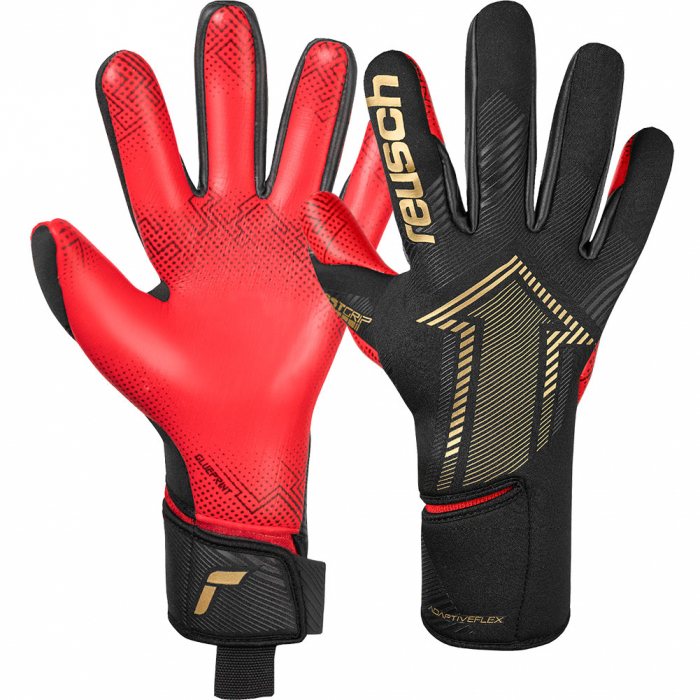 55709157075 Reusch Fastgrip Gold X GluePrint Goalkeeper Gloves Black/Red