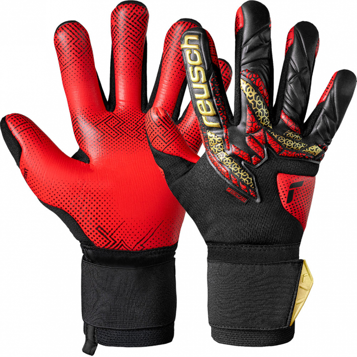 55709747075 Reusch Attrakt Gold X GluePrint Goalkeeper Gloves Black/Red