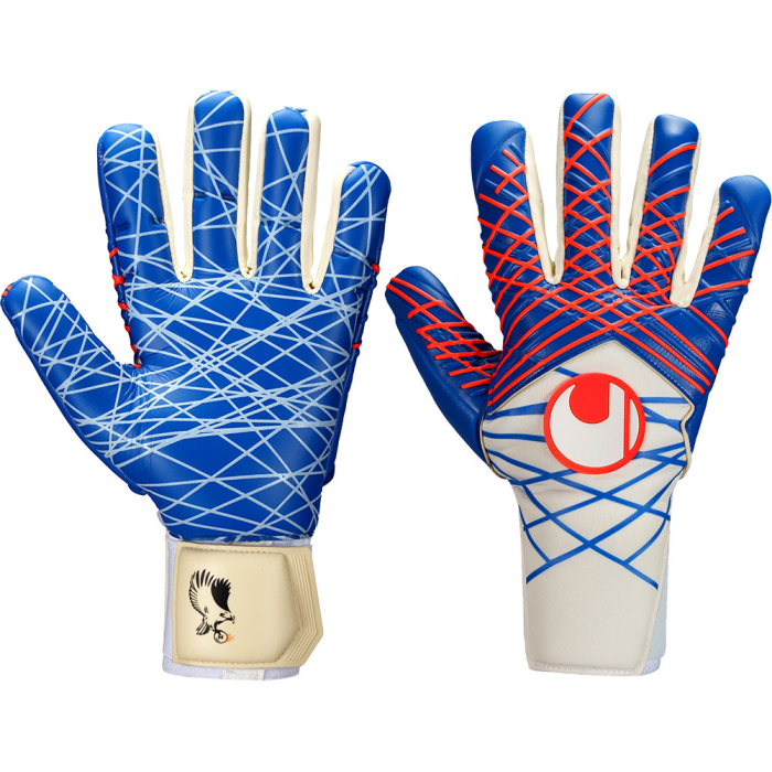 1011328012000 Uhlsport Prediction Ultragrip HN Maignan Goalkeeper Gloves White/Royal/Fluo Red