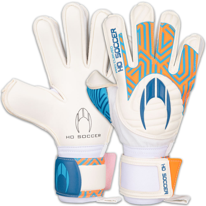 520413J HO Soccer Pro Curve Duo Winter Fleece Flat Junior Goalkeeper Gloves White/Blue/Orange