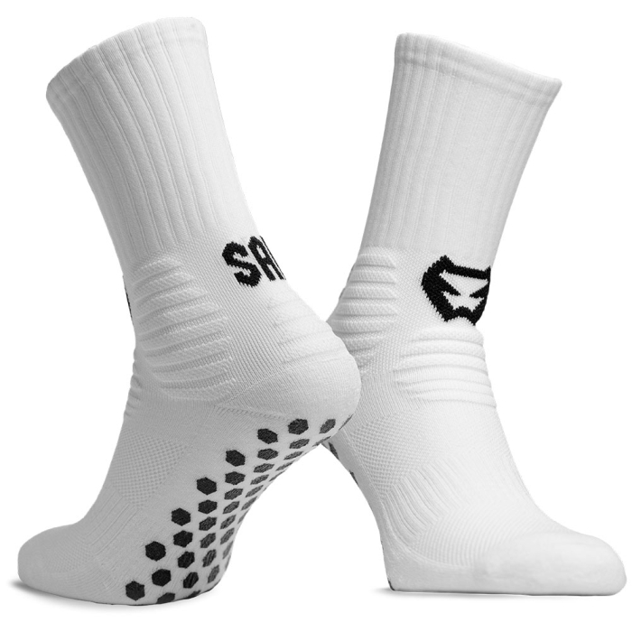 SAK Project Football Grip Sock Crew Ankle Sock WHITE