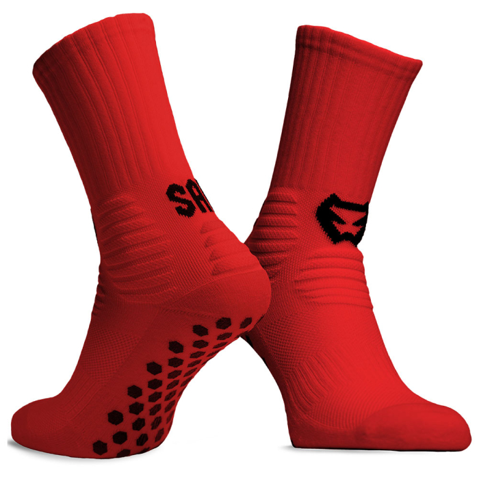 SAK Project Football Grip Sock Crew Ankle Sock RED